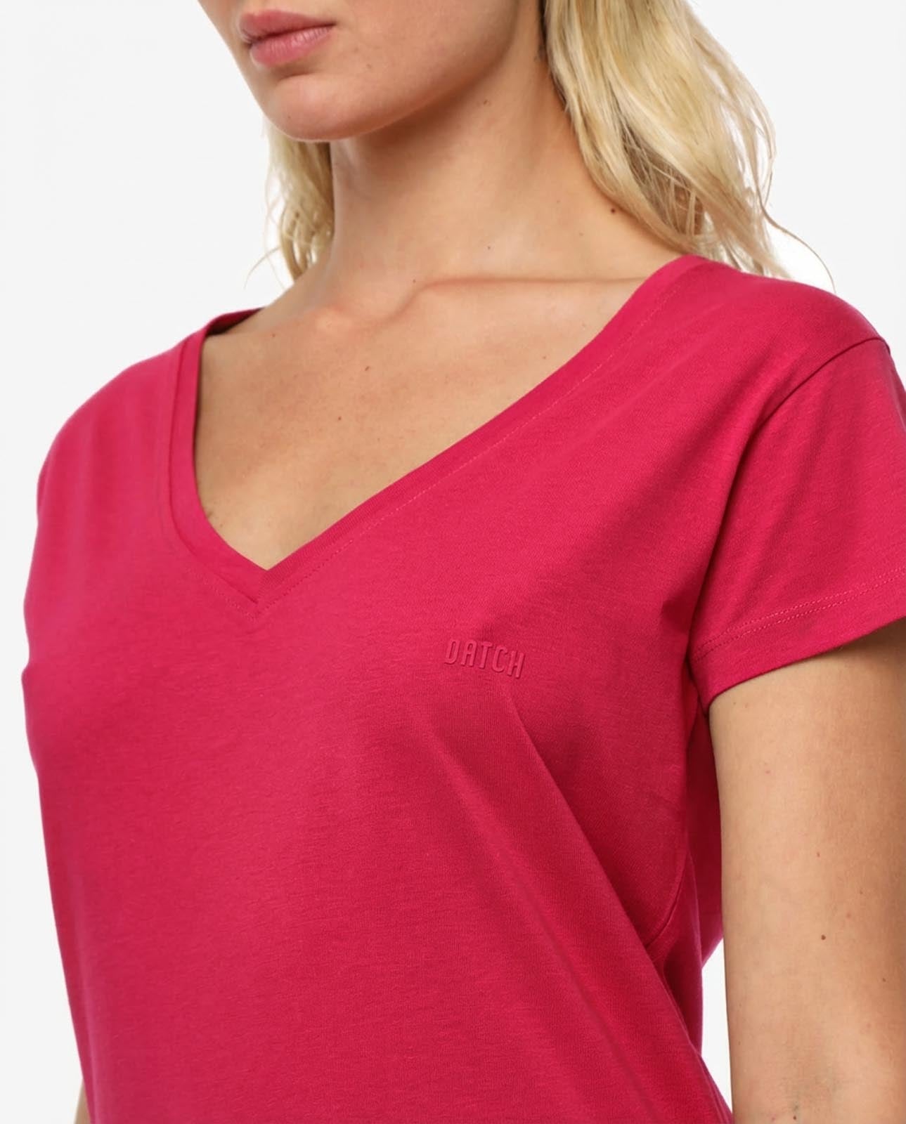 T-shirt scollo a V con stampa in cotone
