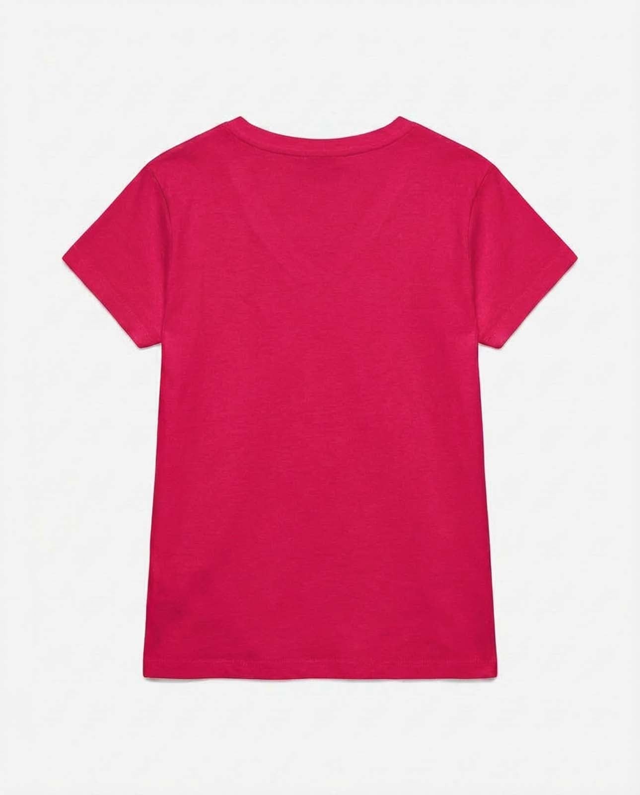 T-shirt scollo a V con stampa in cotone