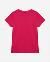 T-shirt scollo a V con stampa in cotone