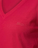 T-shirt scollo a V con stampa in cotone