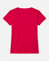 T-shirt scollo a V con stampa in cotone
