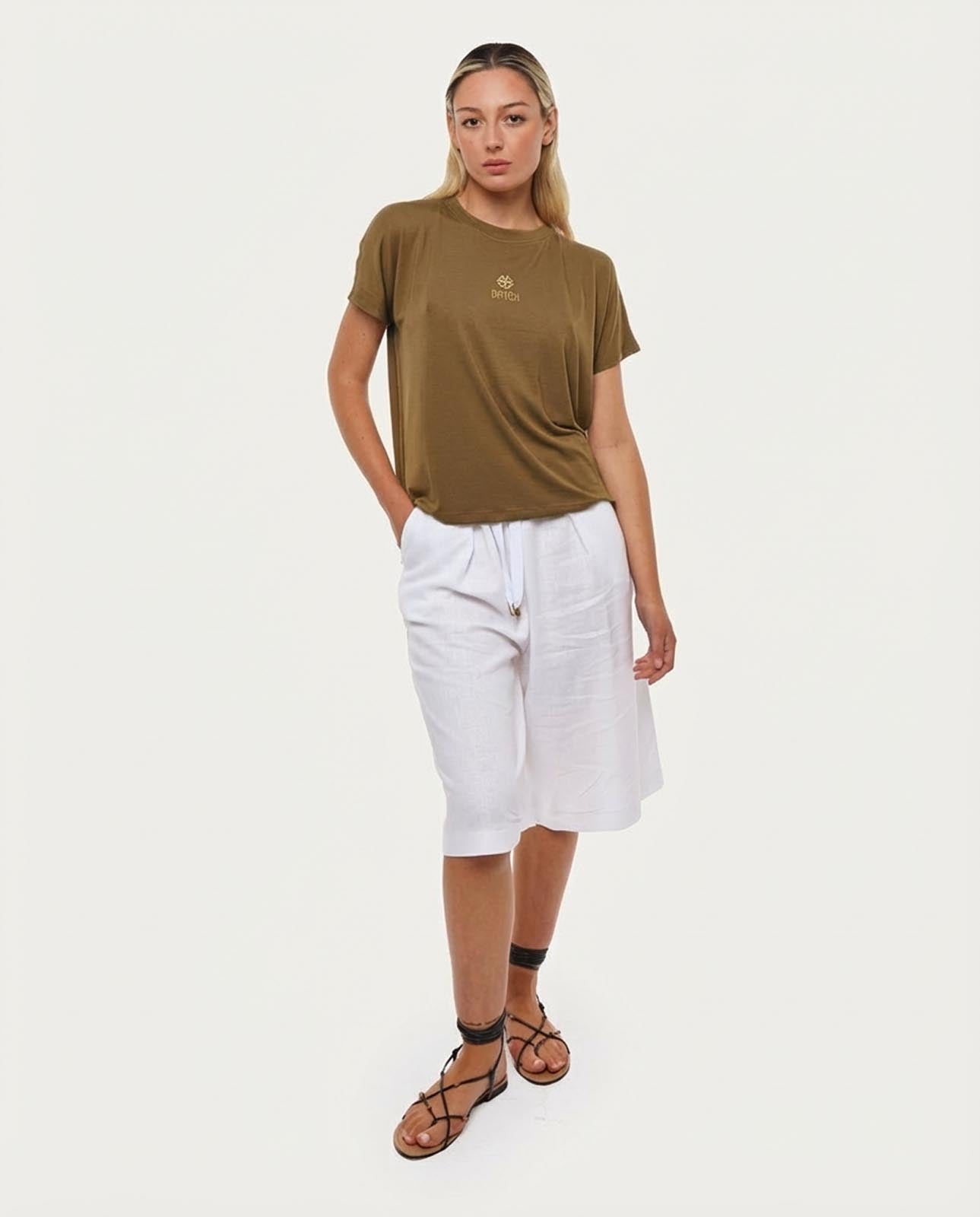 T-shirt ricamo lurex con strass in viscosa