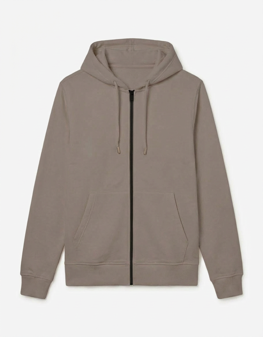 Felpa zip frontale, con cappuccio cotton