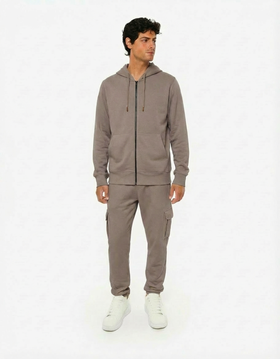 Felpa zip frontale, con cappuccio cotton