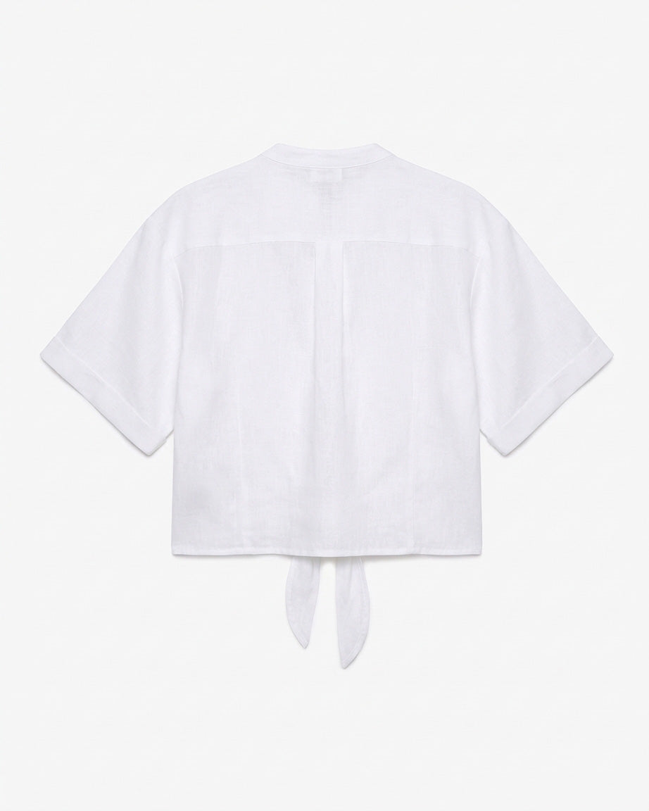 Camicia collo coreano in lino Rose Moro
