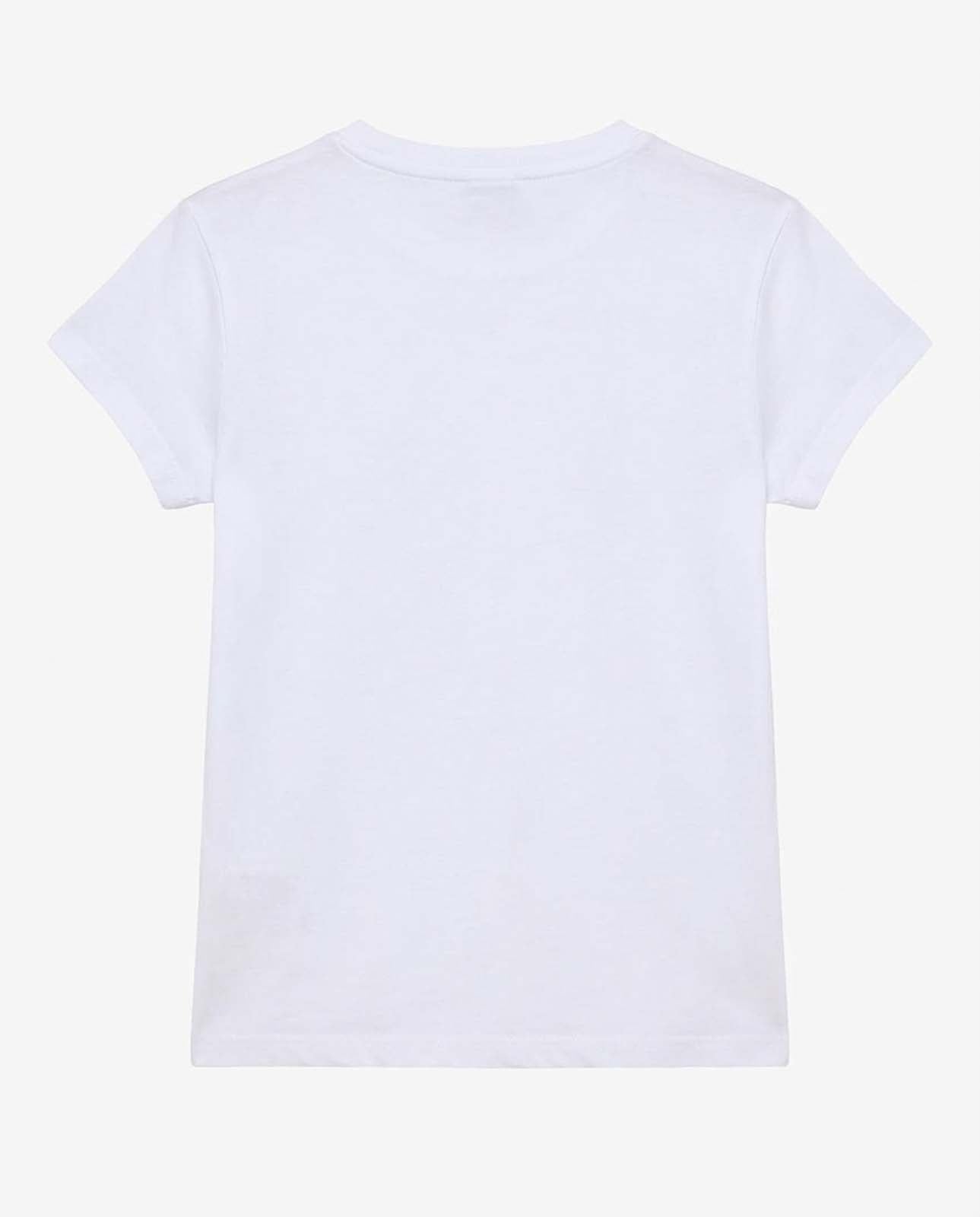 T-shirt con paillettes con stampa in cotone
