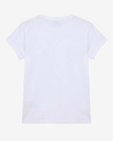 T-shirt con paillettes con stampa in cotone