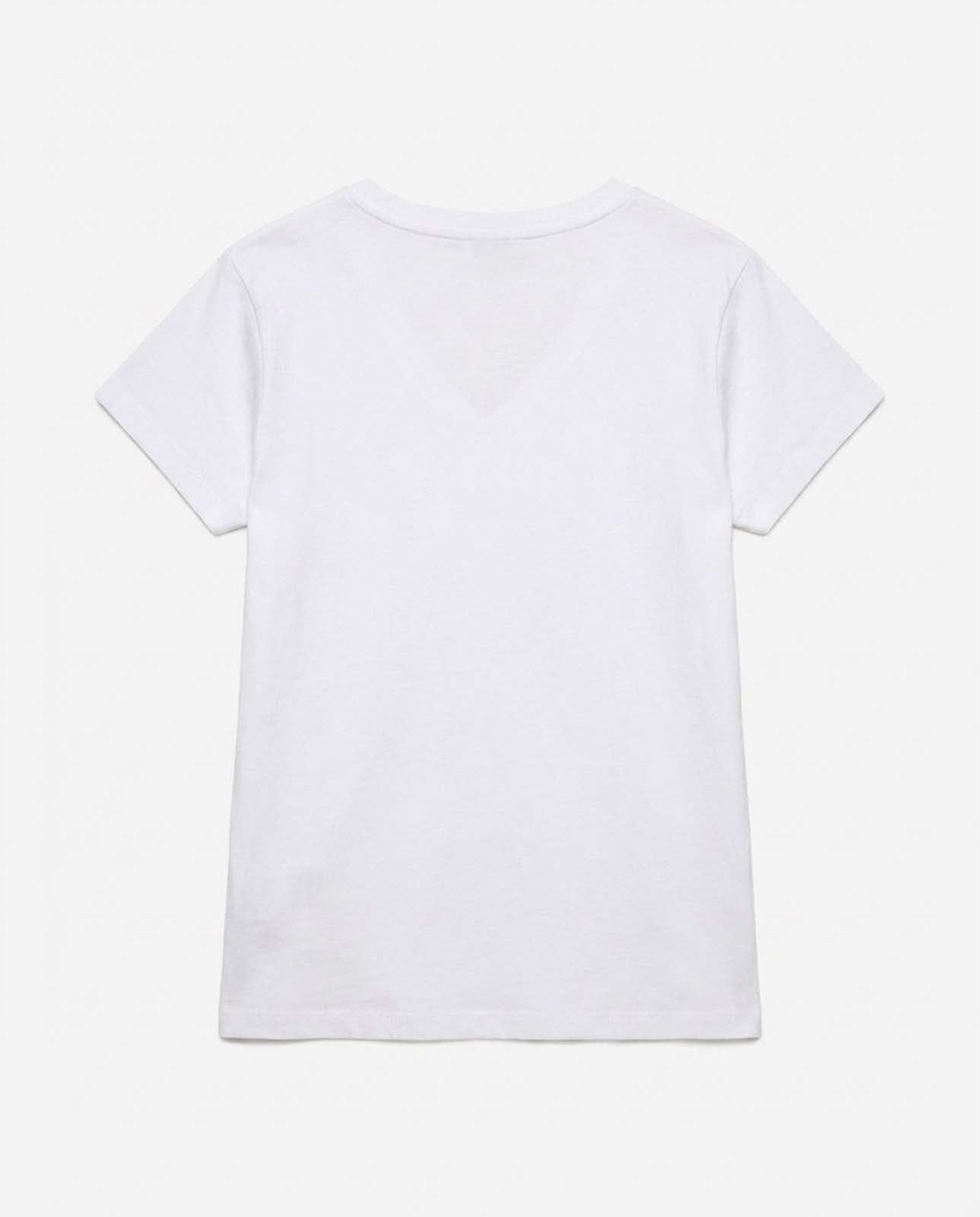 T-shirt scollo a V con stampa in cotone