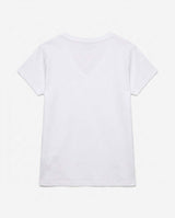 T-shirt scollo a V con stampa in cotone