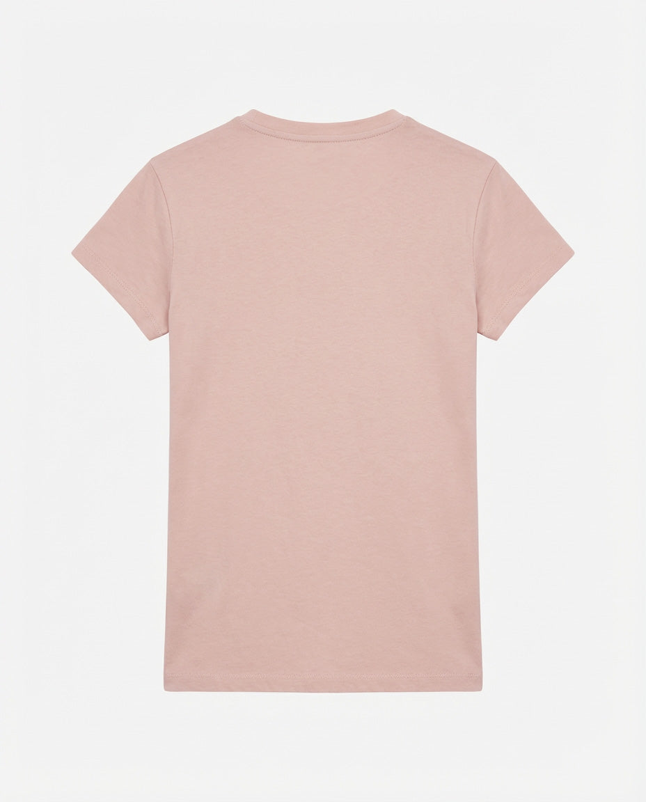 T-shirt con paillettes con stampa in cotone