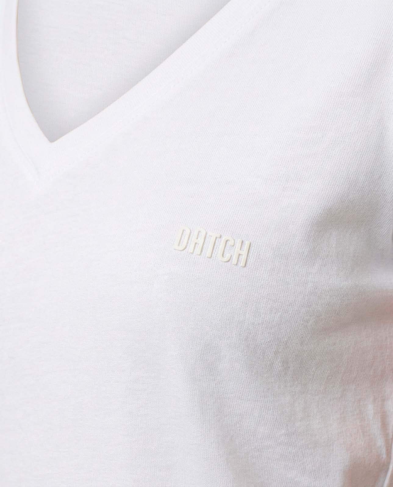 T-shirt scollo a V con stampa in cotone