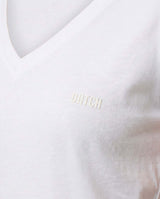 T-shirt scollo a V con stampa in cotone