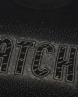 T-shirt con paillettes con stampa in cotone