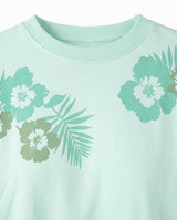 T-shirt stampa mylar cropped in cotone