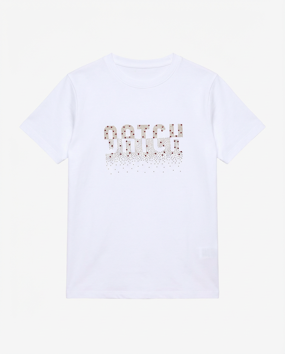 T-shirt con strass in cotone