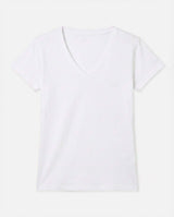 T-shirt scollo a V con stampa in cotone