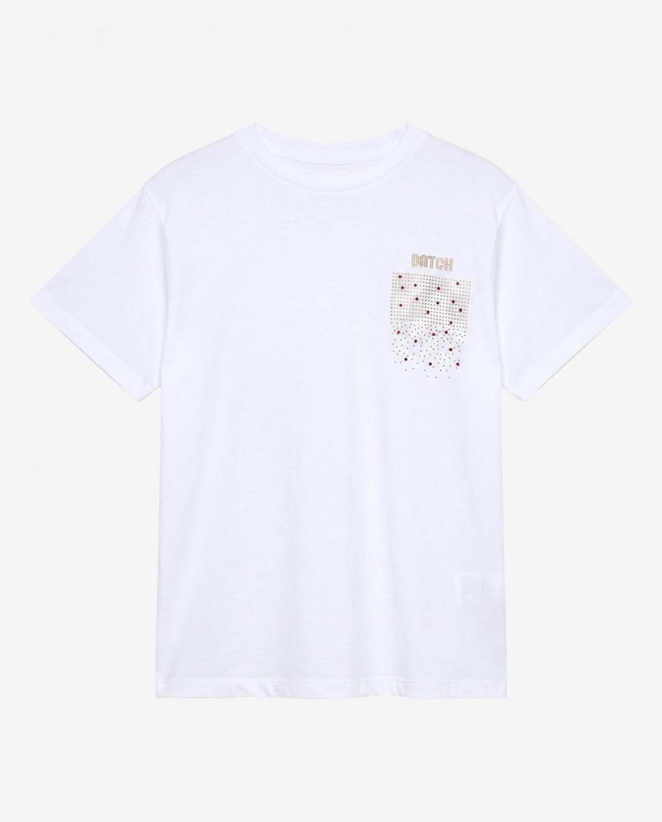 T-shirt con strass in cotone