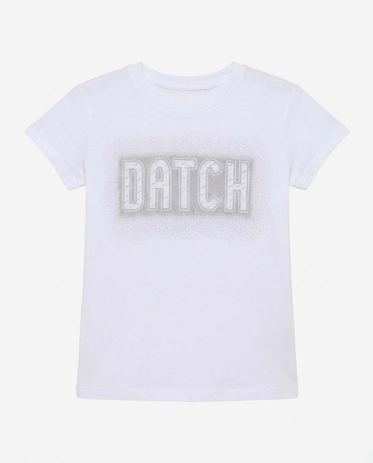 T-shirt con paillettes con stampa in cotone