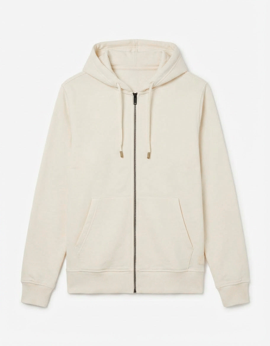 Felpa zip frontale, con cappuccio cotton