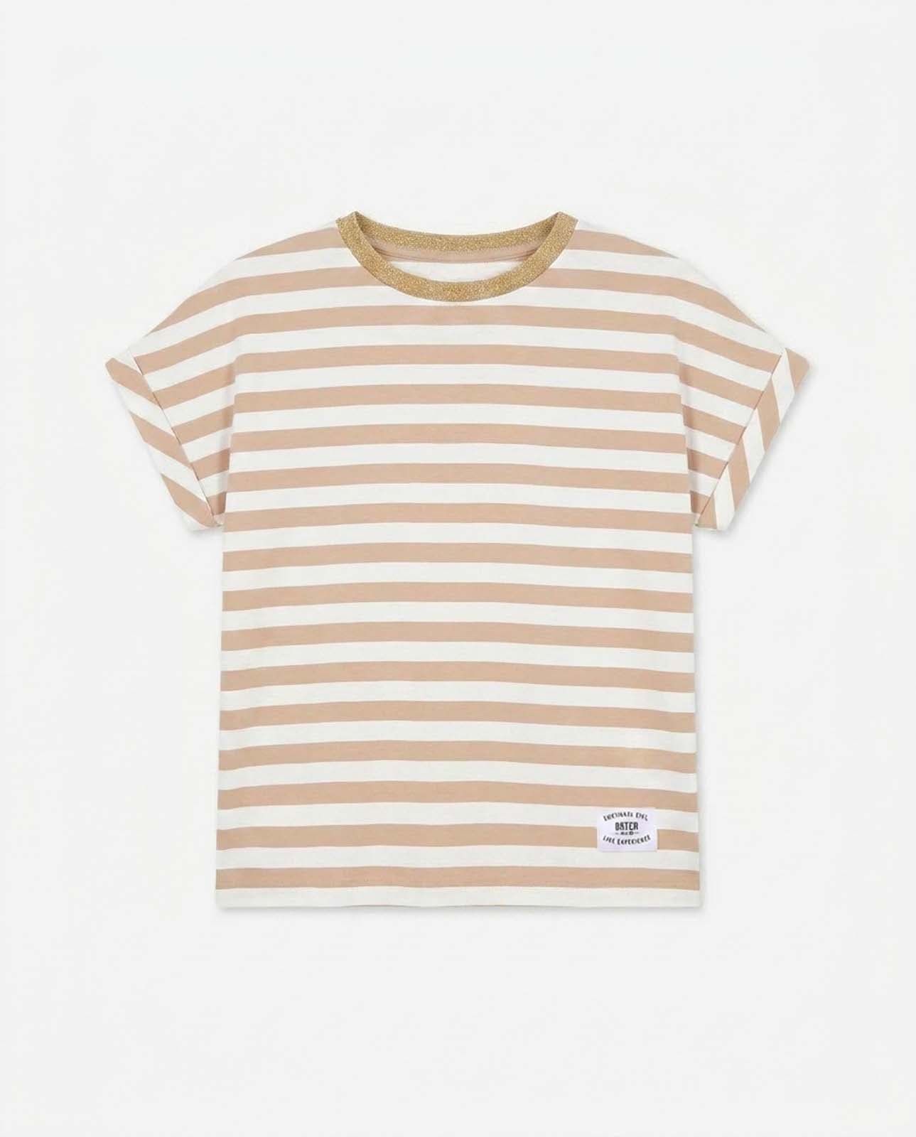 T-shirt a righe taglio over in viscosa
