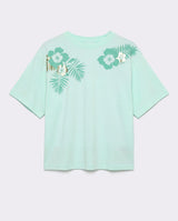 T-shirt stampa mylar cropped in cotone