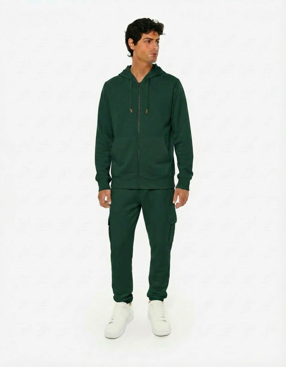 Felpa zip frontale, con cappuccio cotton
