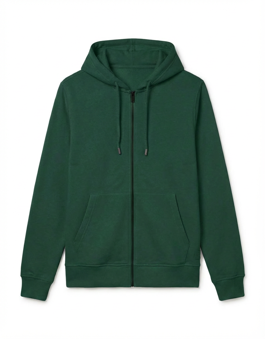 Felpa zip frontale, con cappuccio cotton
