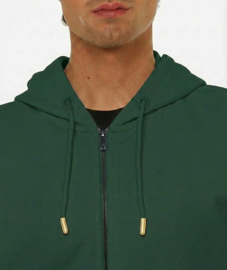 Felpa zip frontale, con cappuccio cotton