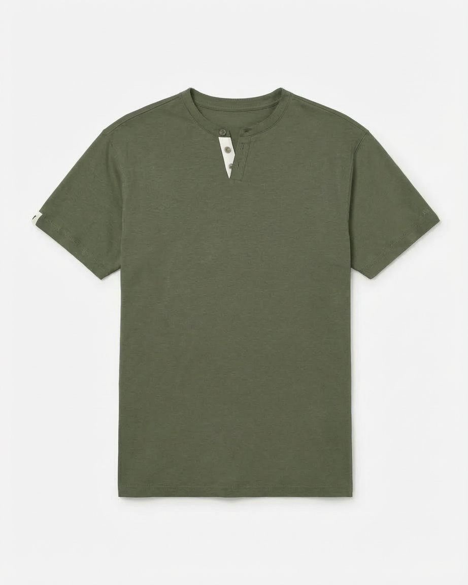 T-shirt cotone collo serafino, manica corta
