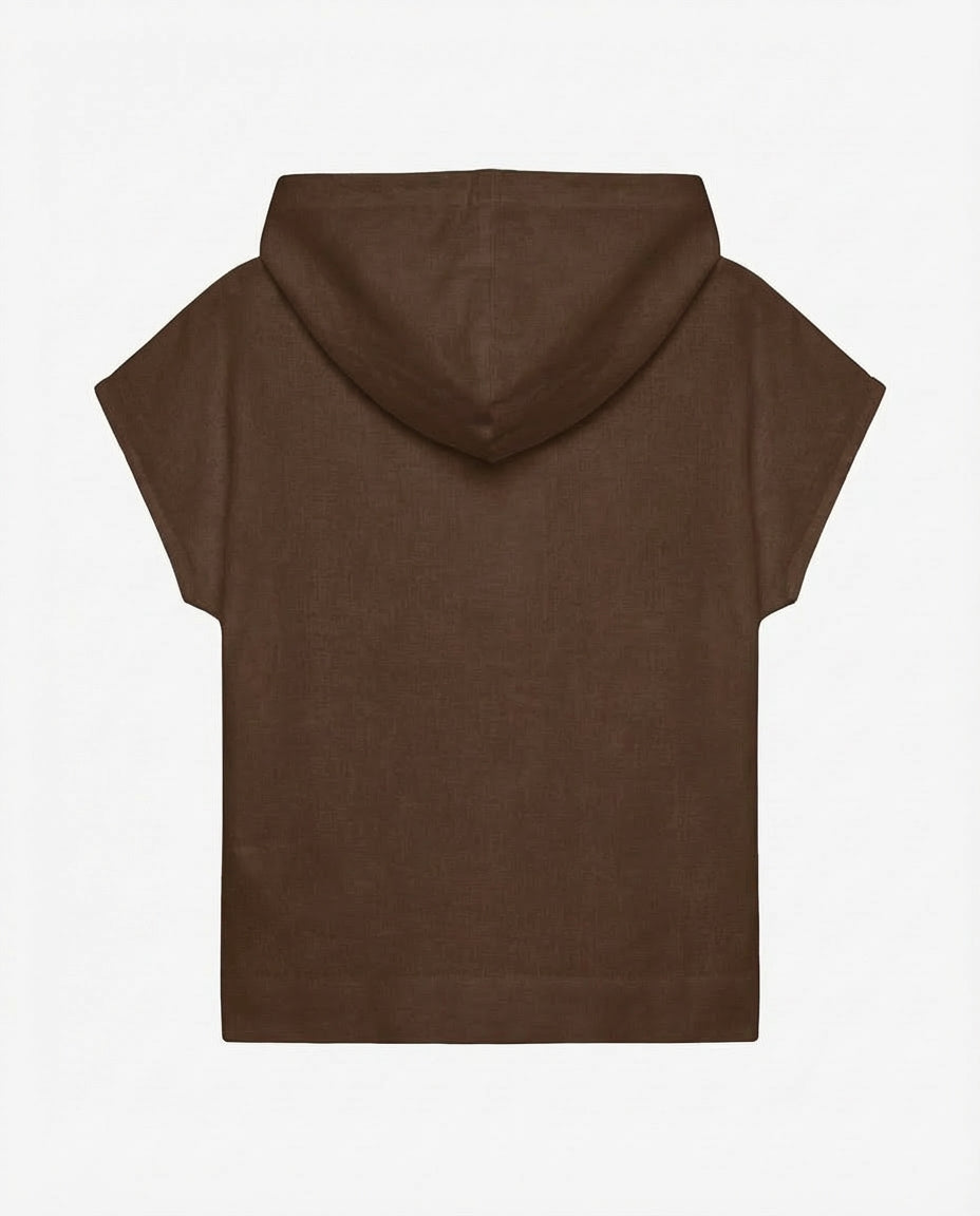Smanicato tasche cargo con cappuccio in lino