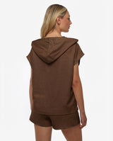 Smanicato tasche cargo con cappuccio in lino