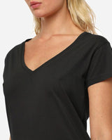 T-shirt scollo a V con stampa in cotone