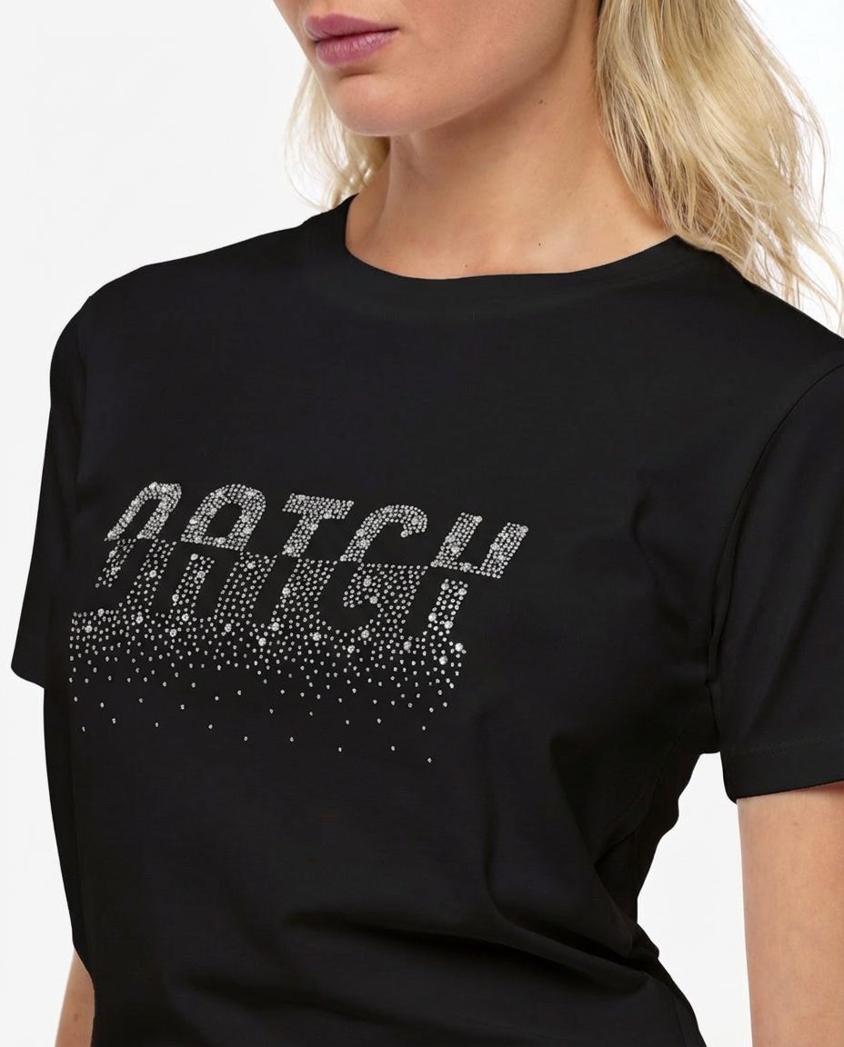 T-shirt con strass in cotone