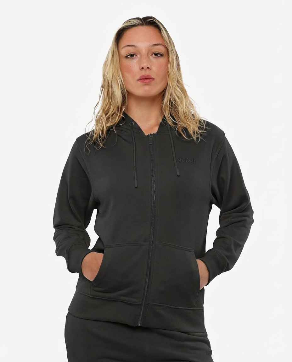 Felpa cotone zip frontale, con cappuccio