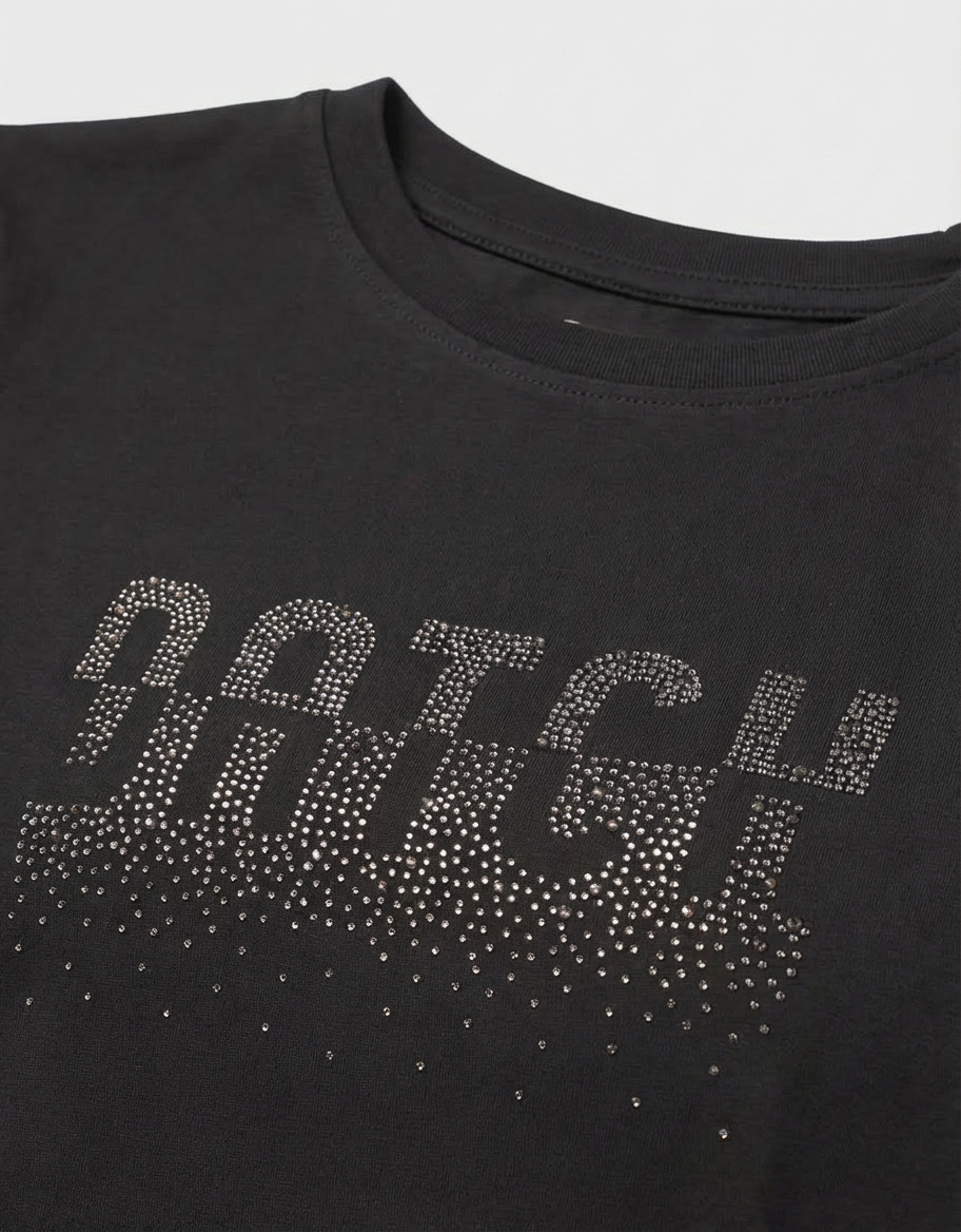 T-shirt con strass in cotone