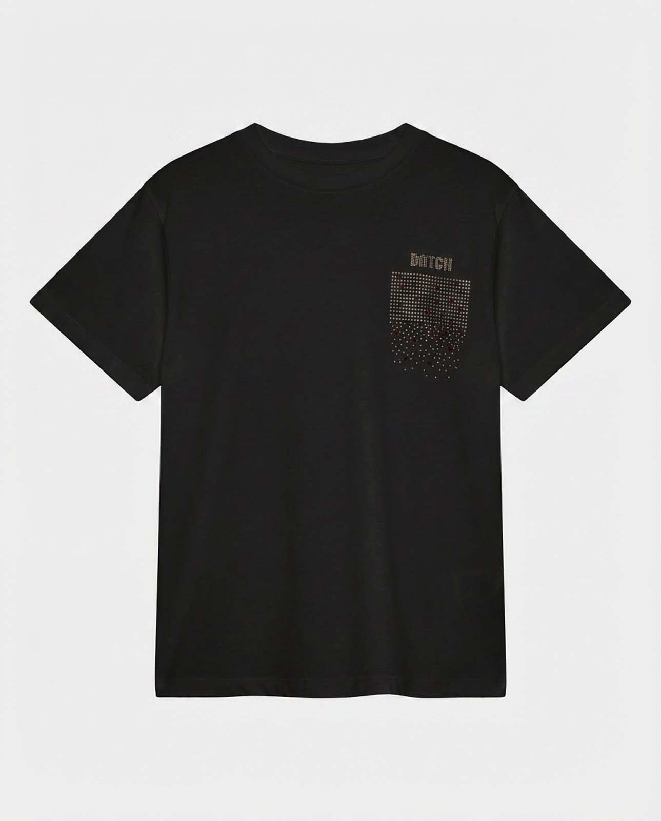 T-shirt con strass in cotone