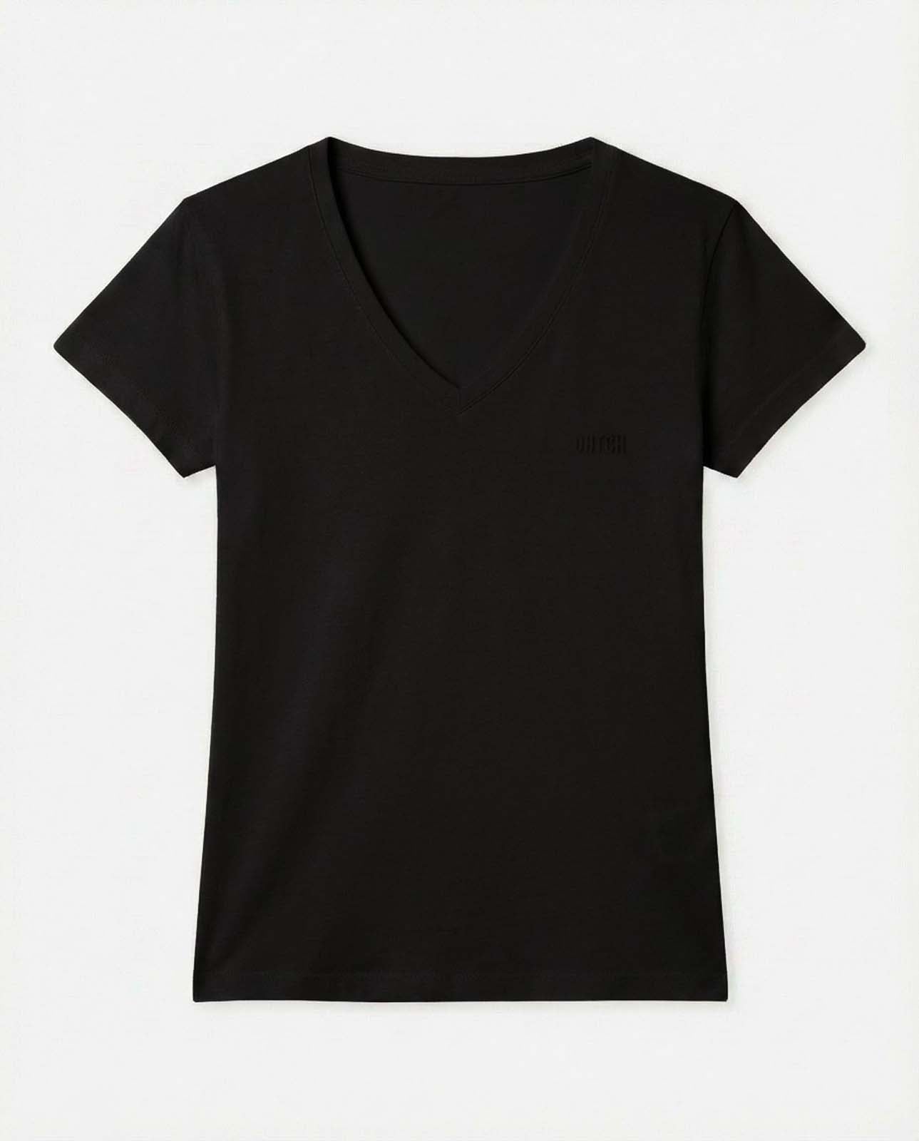 T-shirt scollo a V con stampa in cotone