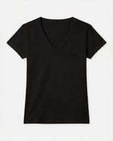 T-shirt scollo a V con stampa in cotone