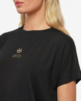 T-shirt ricamo lurex con strass in viscosa