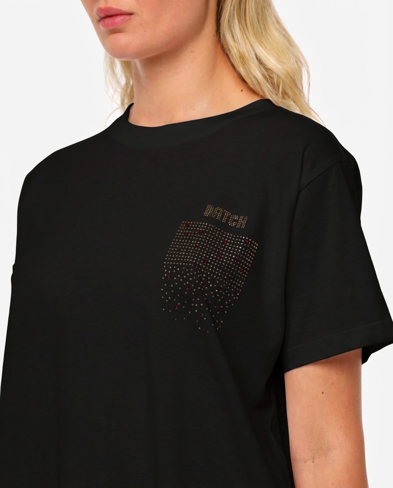 T-shirt con strass in cotone
