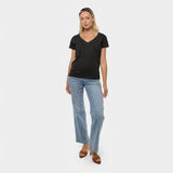 T-shirt scollo a V con stampa in cotone