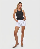 Canotta taglio slim con stampa in cotone stretch