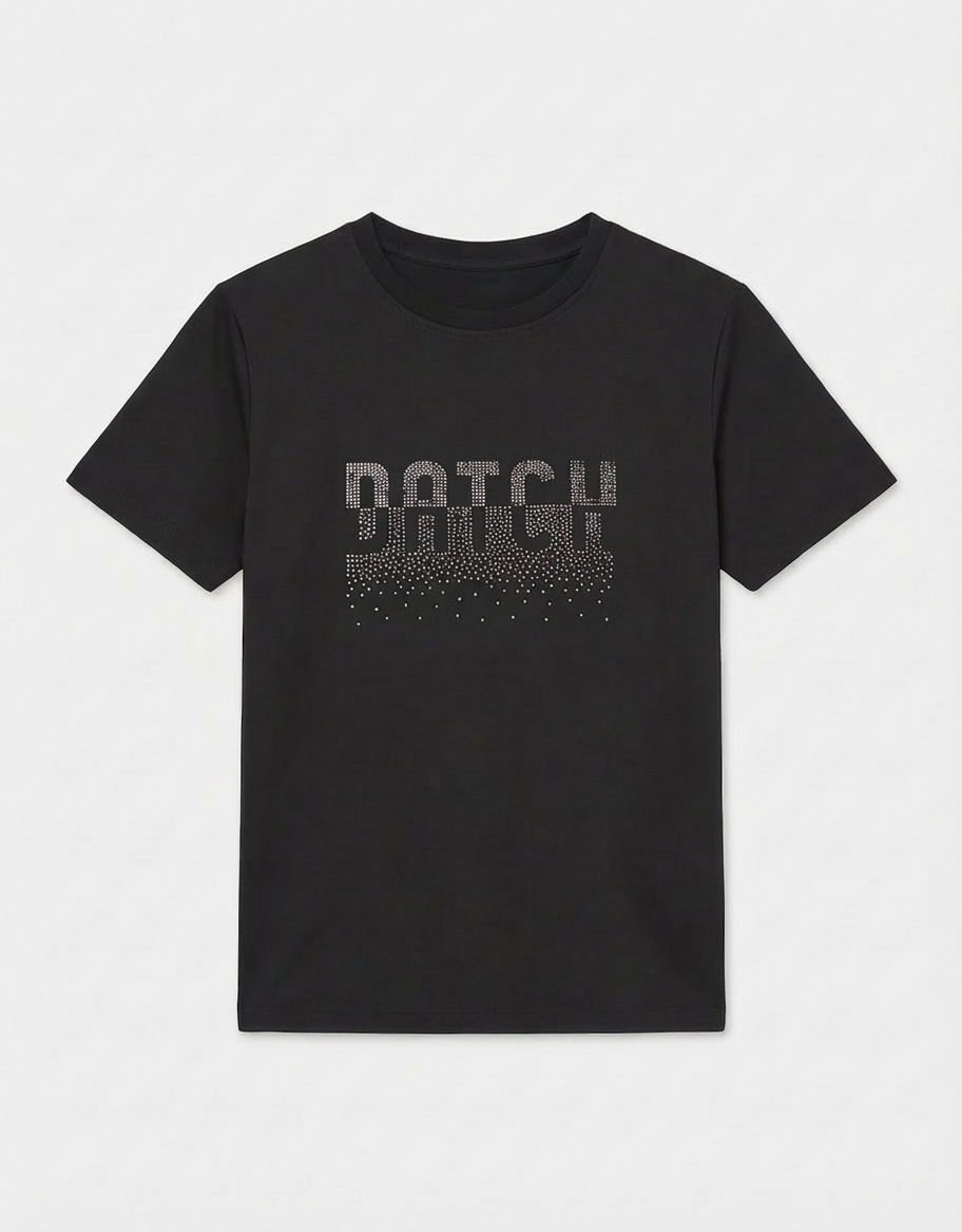 T-shirt con strass in cotone