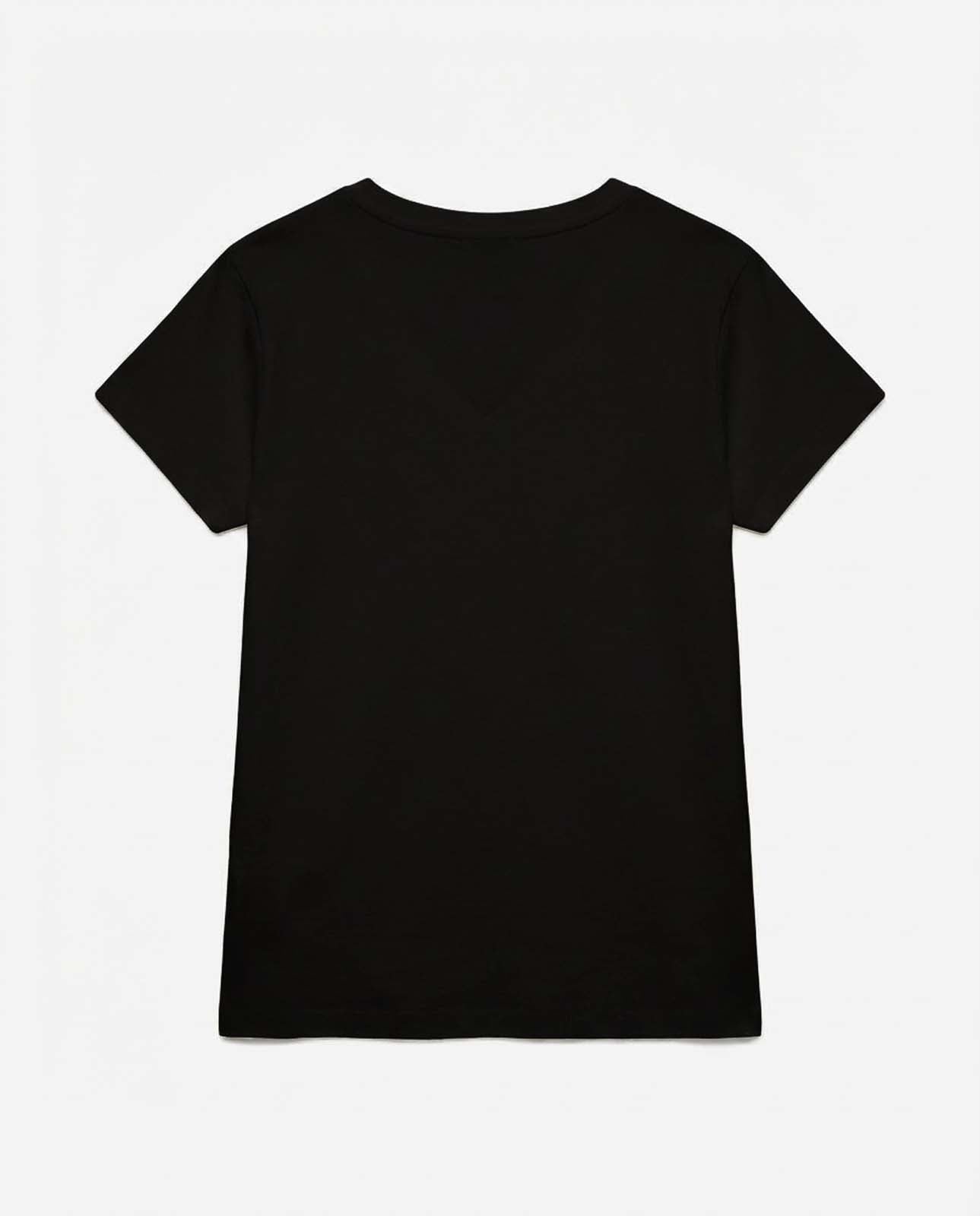 T-shirt scollo a V con stampa in cotone