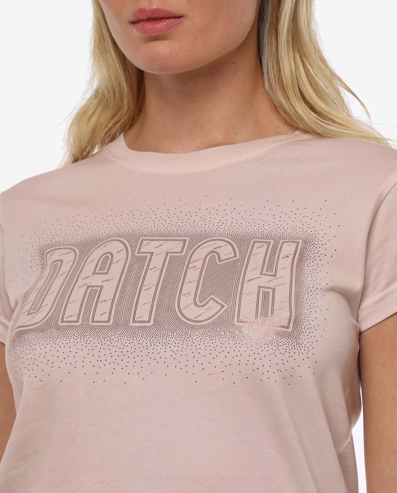 T-shirt con paillettes con stampa in cotone