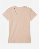 T-shirt scollo a V con stampa in cotone