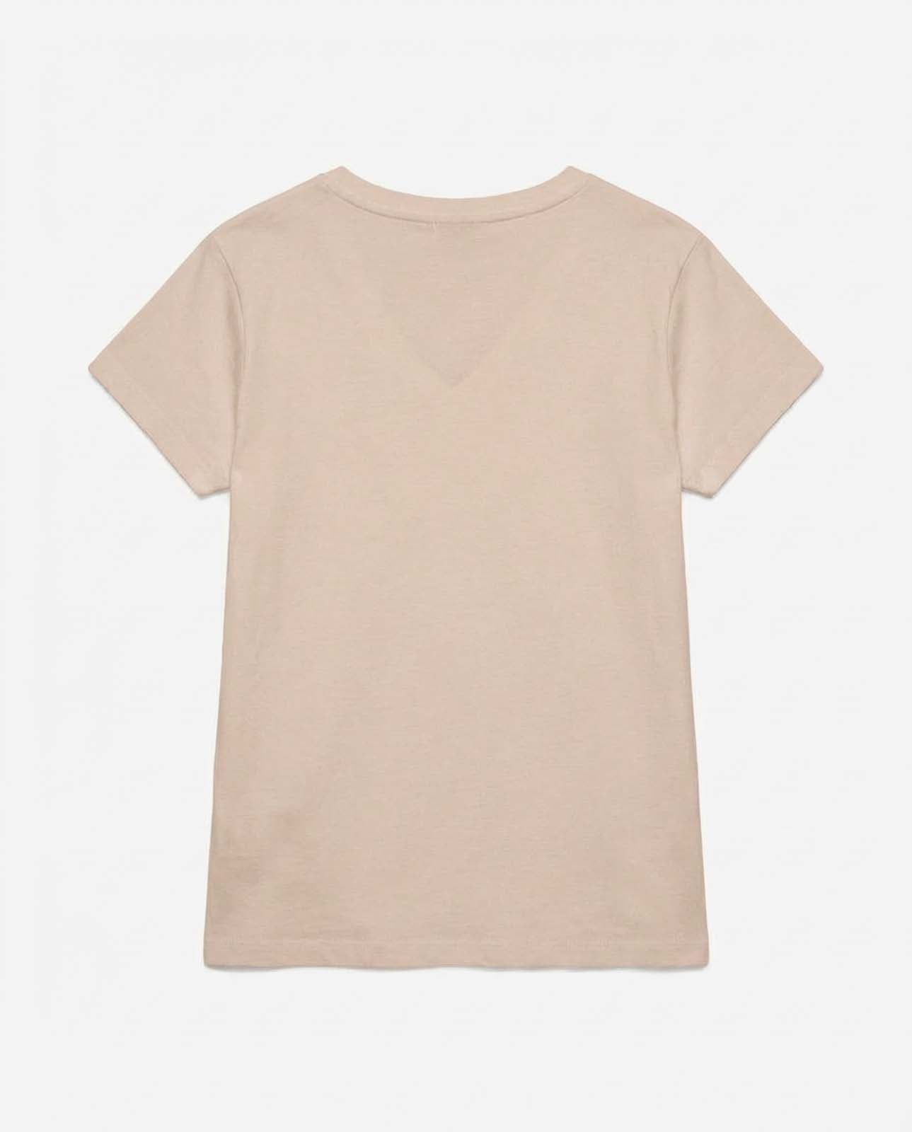 T-shirt scollo a V con stampa in cotone