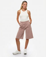 Bermuda stampa mylar taglio over in cotone stretch