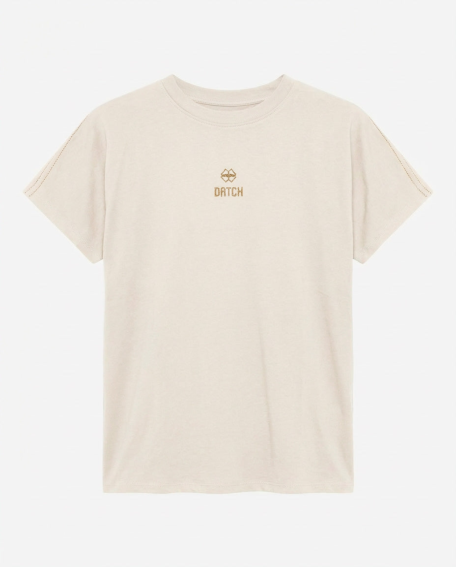 T-shirt ricamo lurex con strass in viscosa