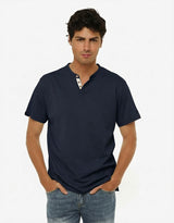 T-shirt cotone collo serafino, manica corta